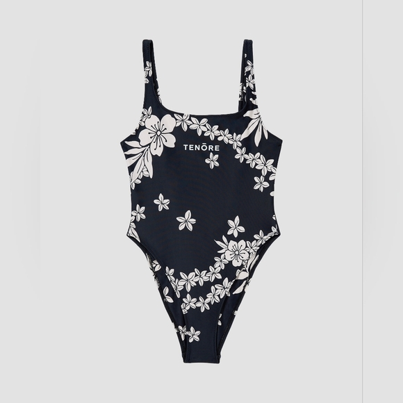 Classic Black and White Floral One Piece Swimsuit - Picture 4 of 9